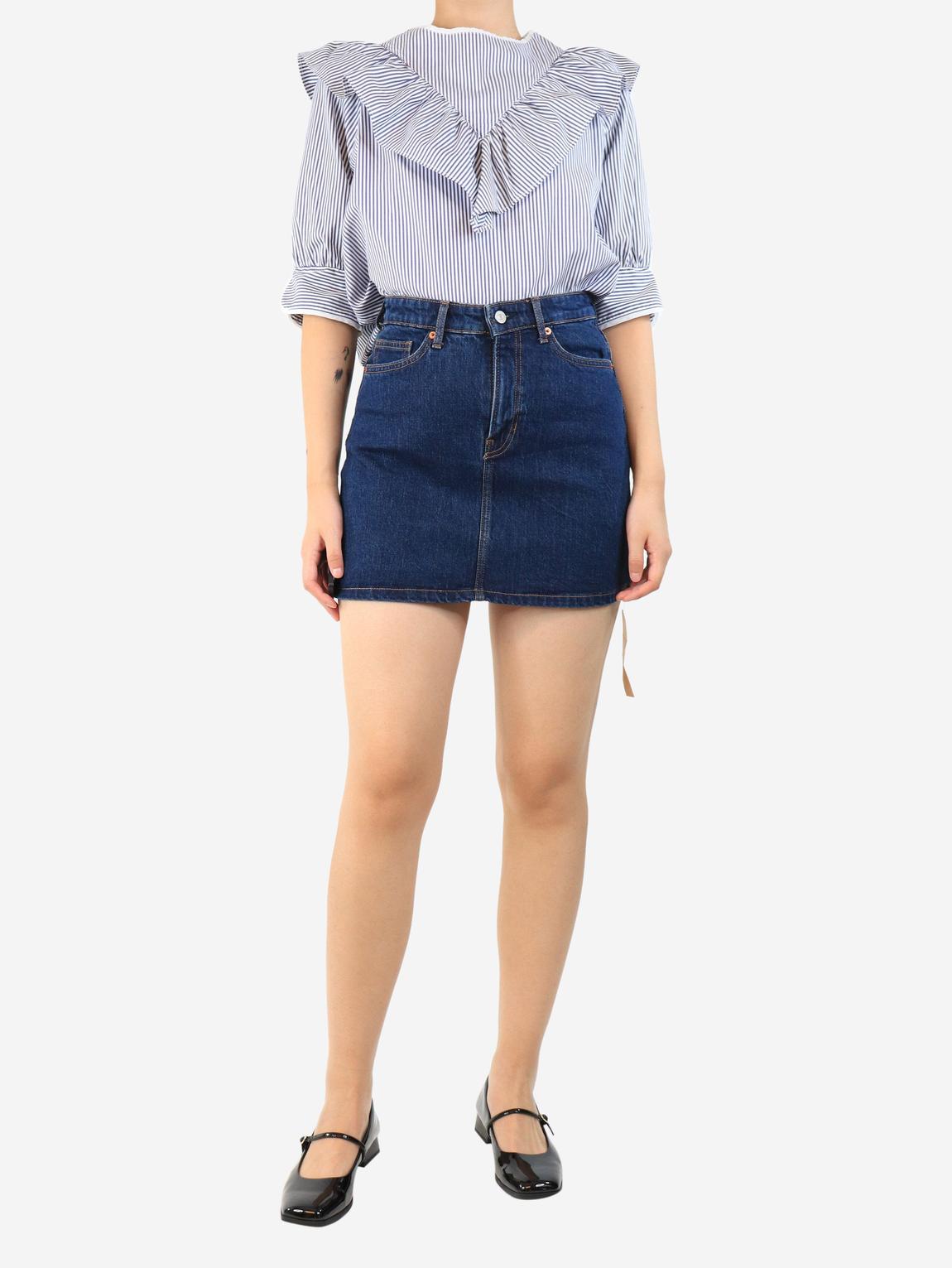 Blue denim mini skirt main product photo