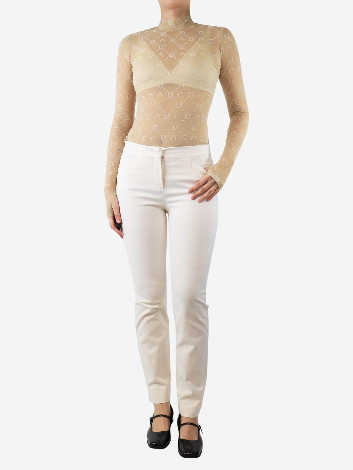 Cream slim-leg trousers main product photo