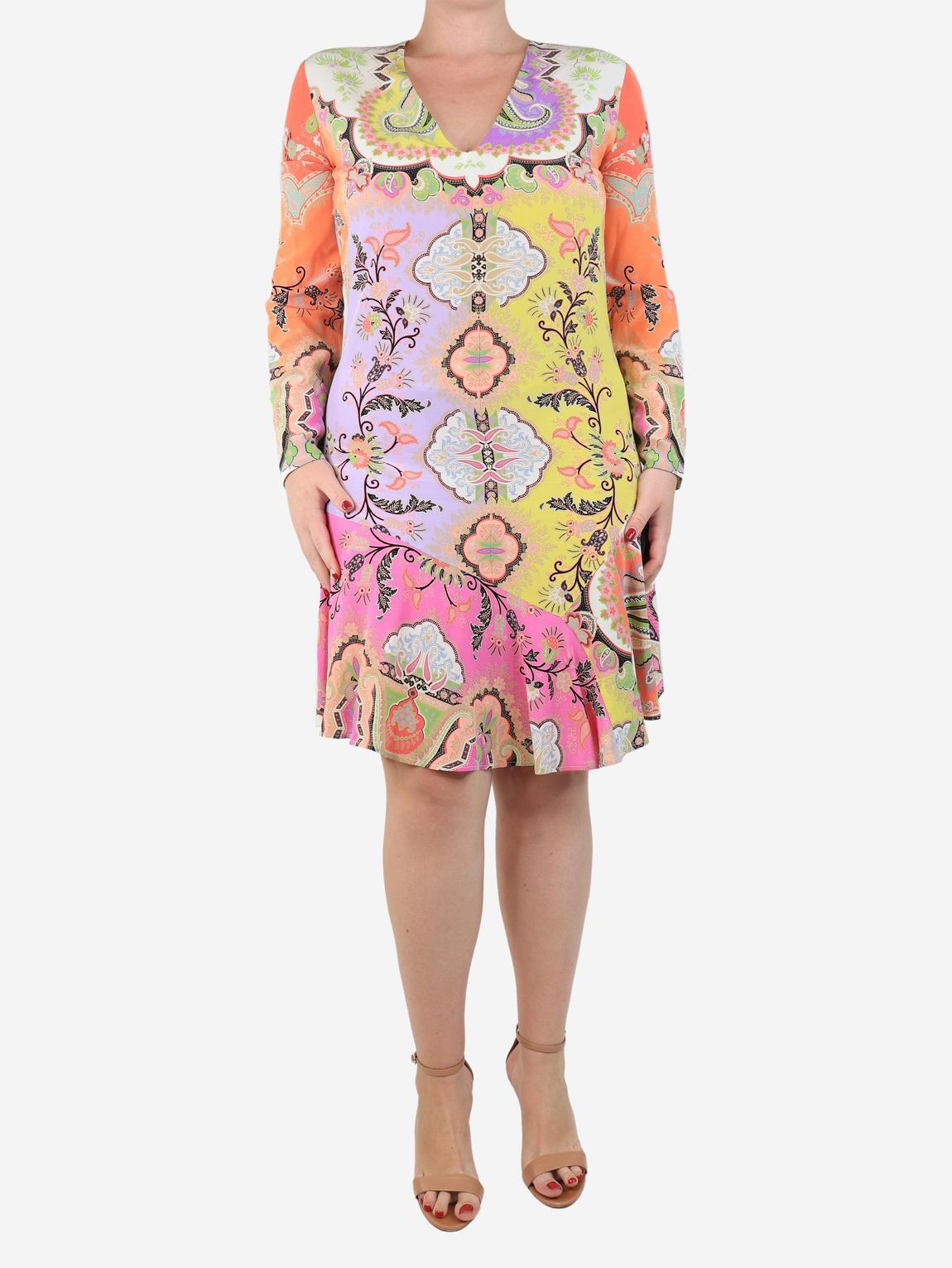 Multicolour floral and paisley mini dress main product photo