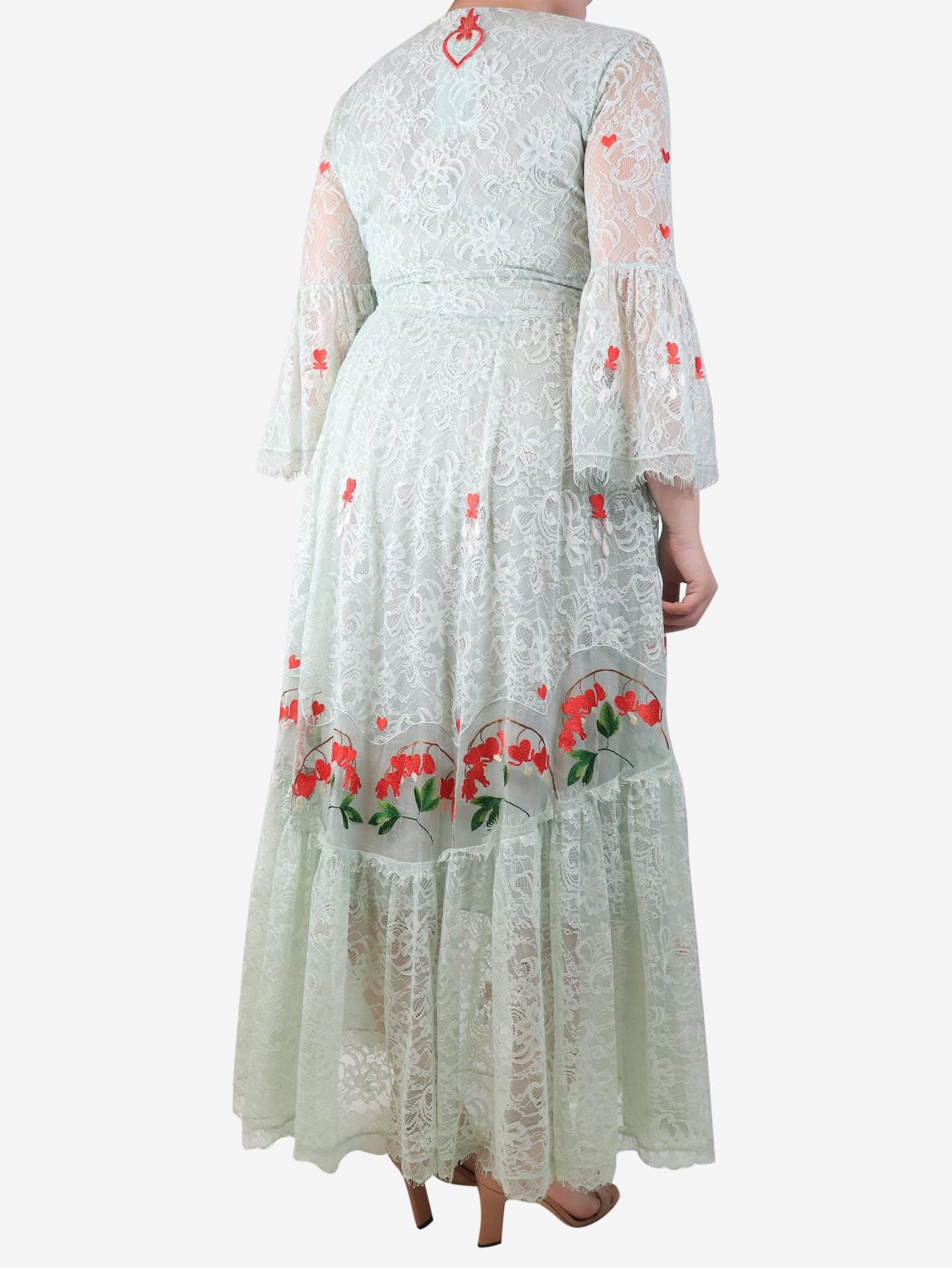 Light teal lace embroidered maxi dress main product photo