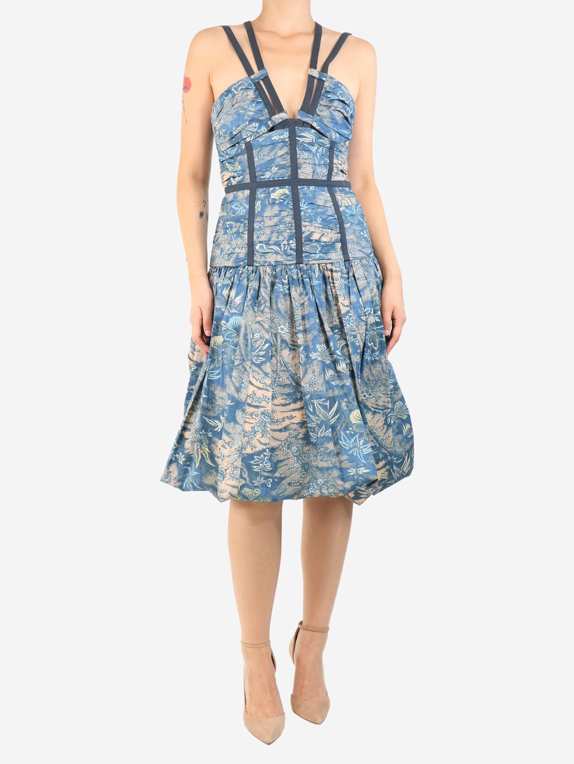 Blue floral midi dress main product photo