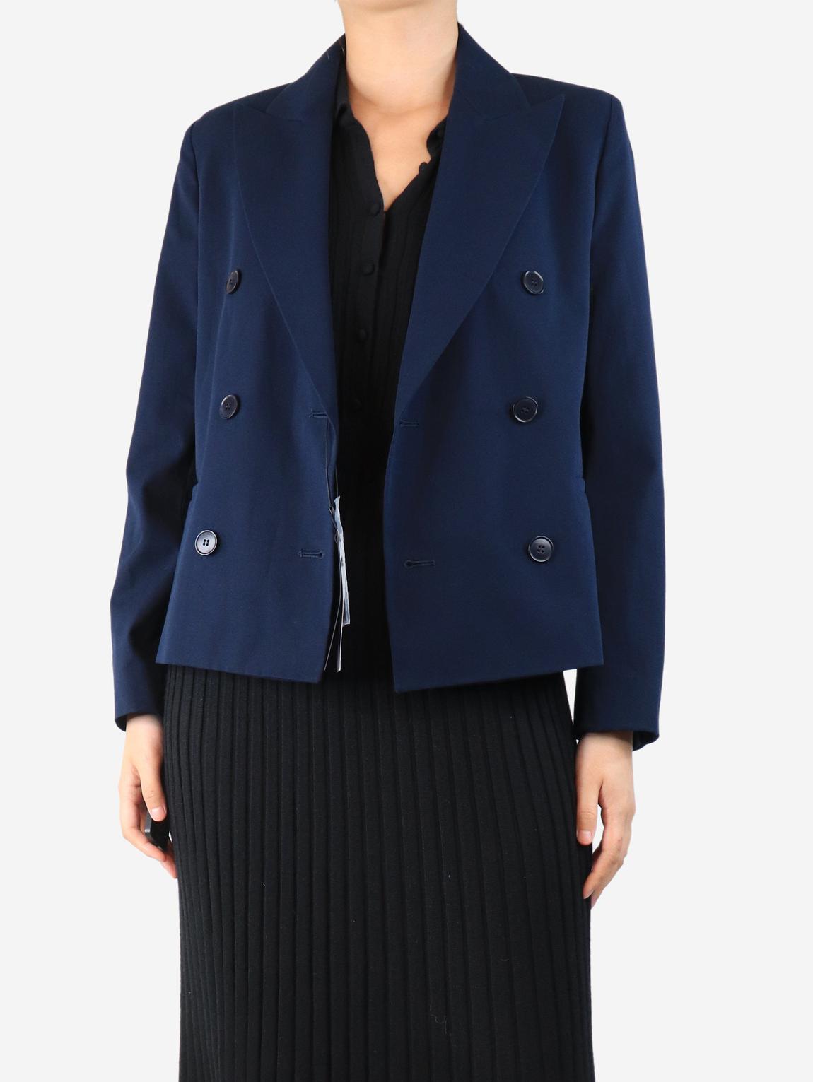 Navy blue double-breasted blazer main product photo