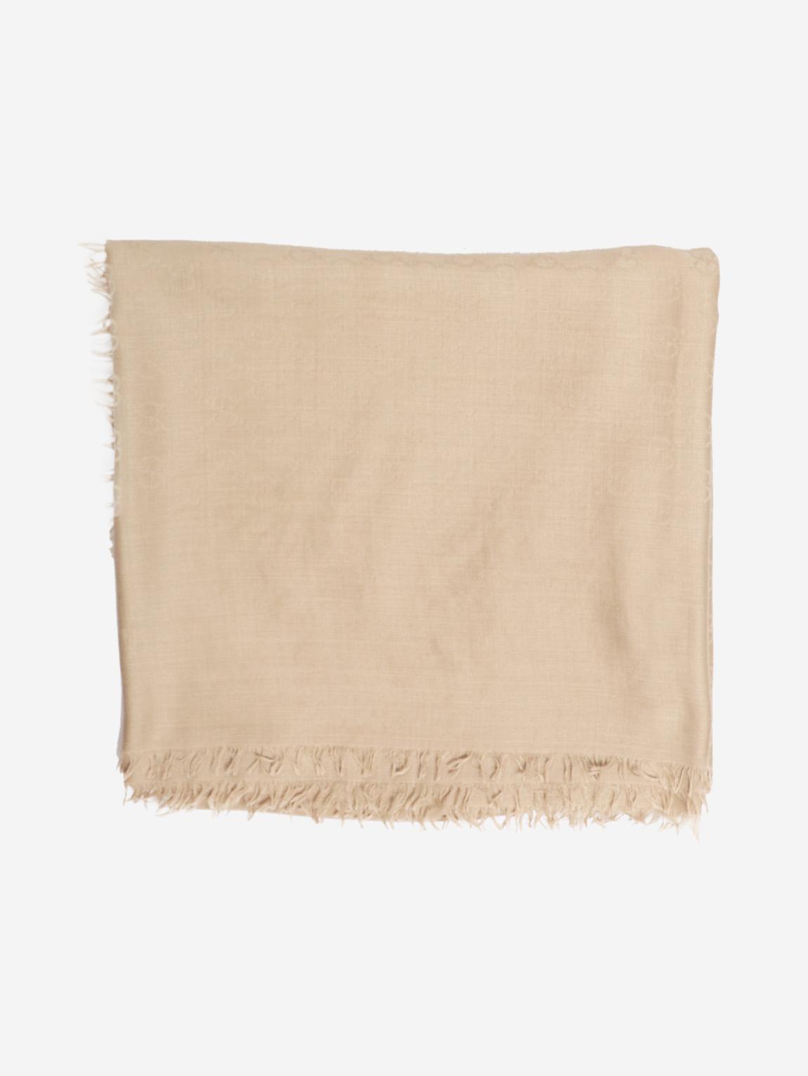 Neutral GG fringed shawl scarf main product photo