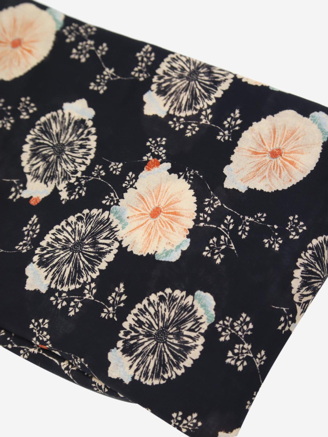 Black floral printed scarf main product photo