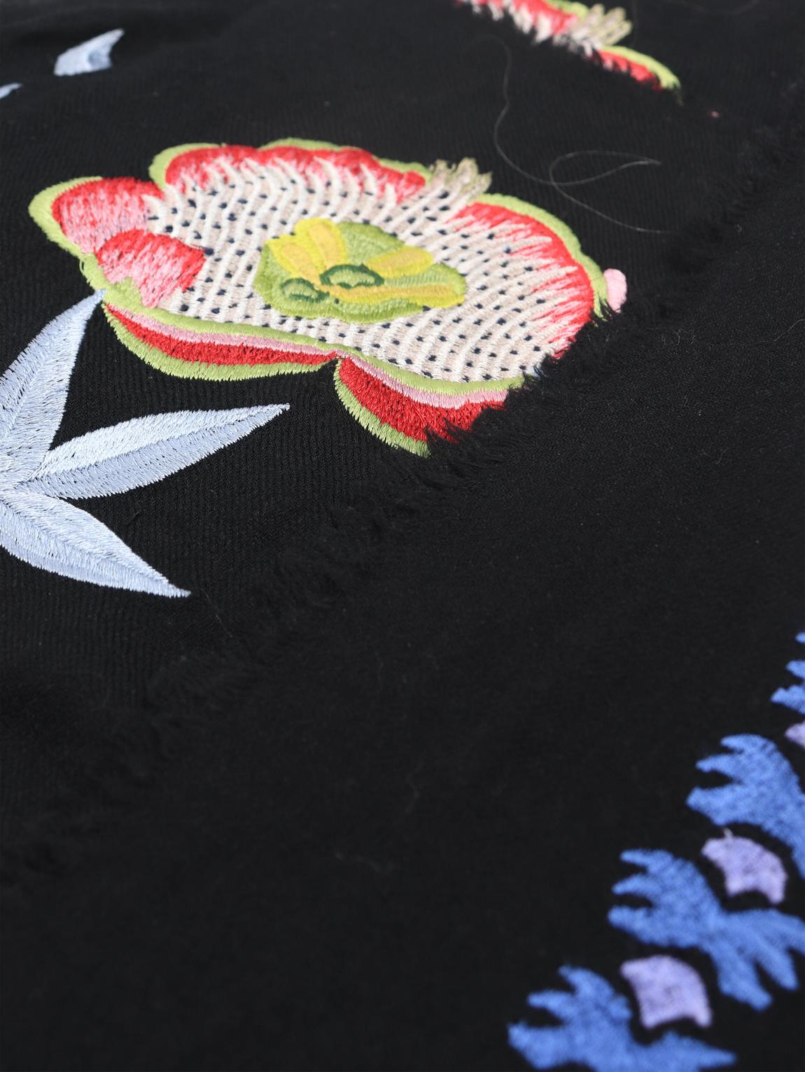 Temperley Black carmelina embroidered wool scarf main product photo