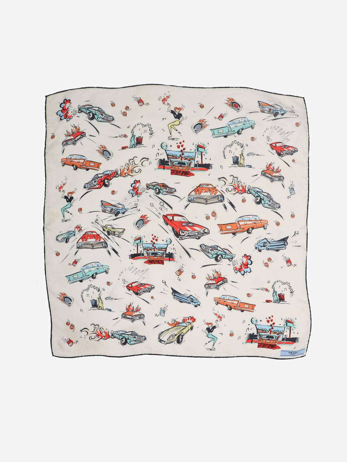 White car printed scarf main product photo