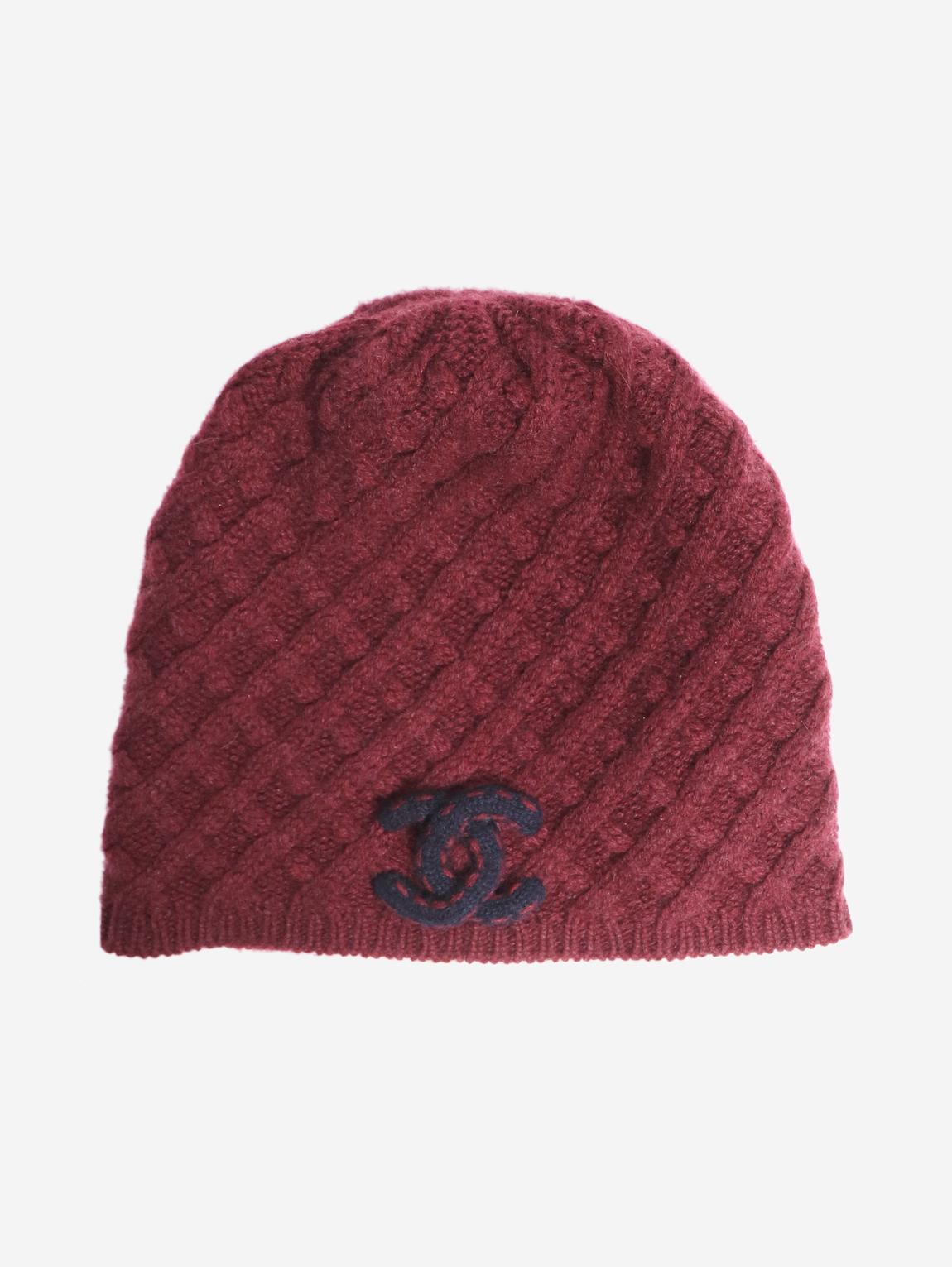 Maroon cashmere beanie main product photo