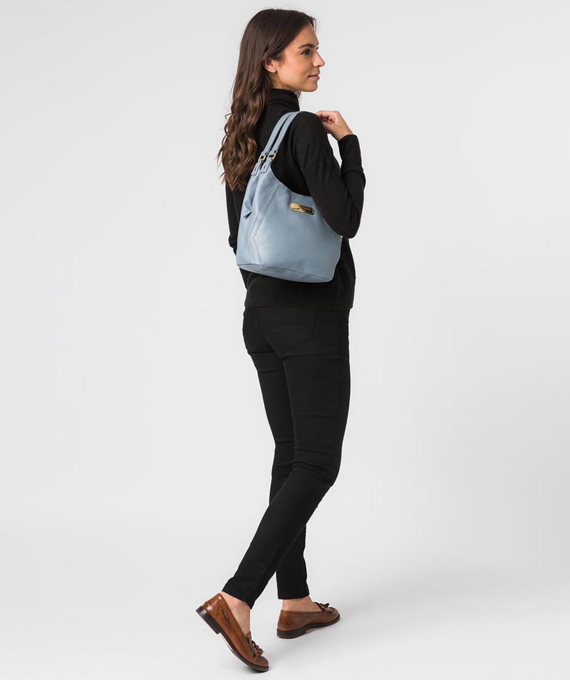 'Abigail' Blue Cloud Leather Shoulder Bag main product photo