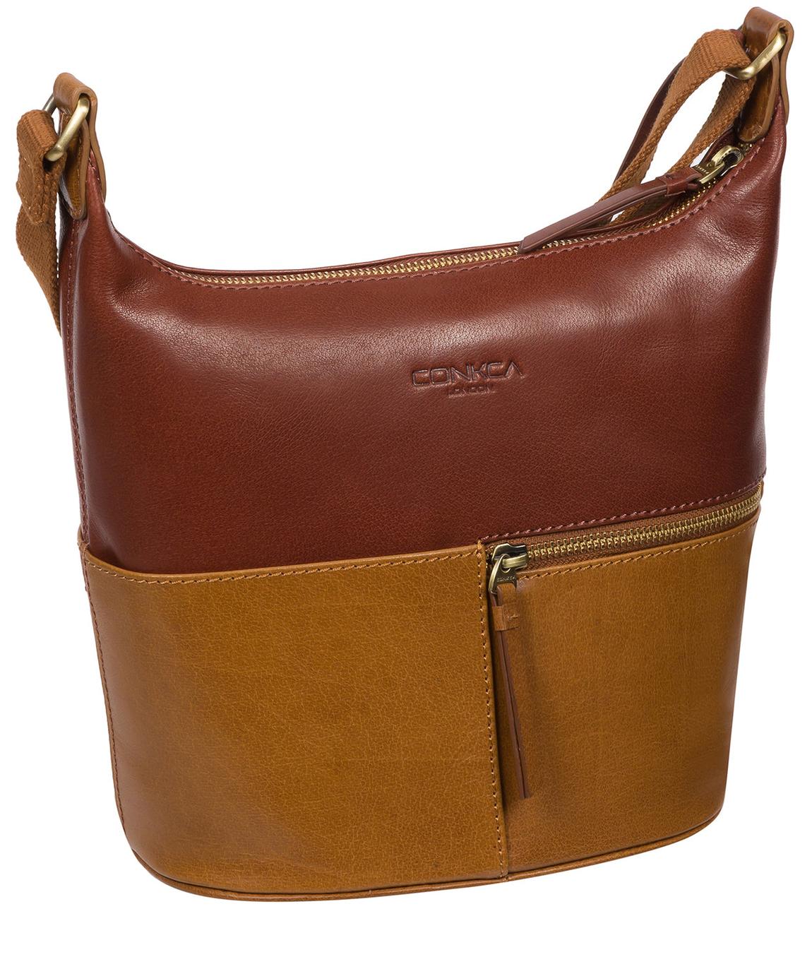 'Little Kristin' Dark Tan and Conker Brown Leather Shoulder Bag main product photo