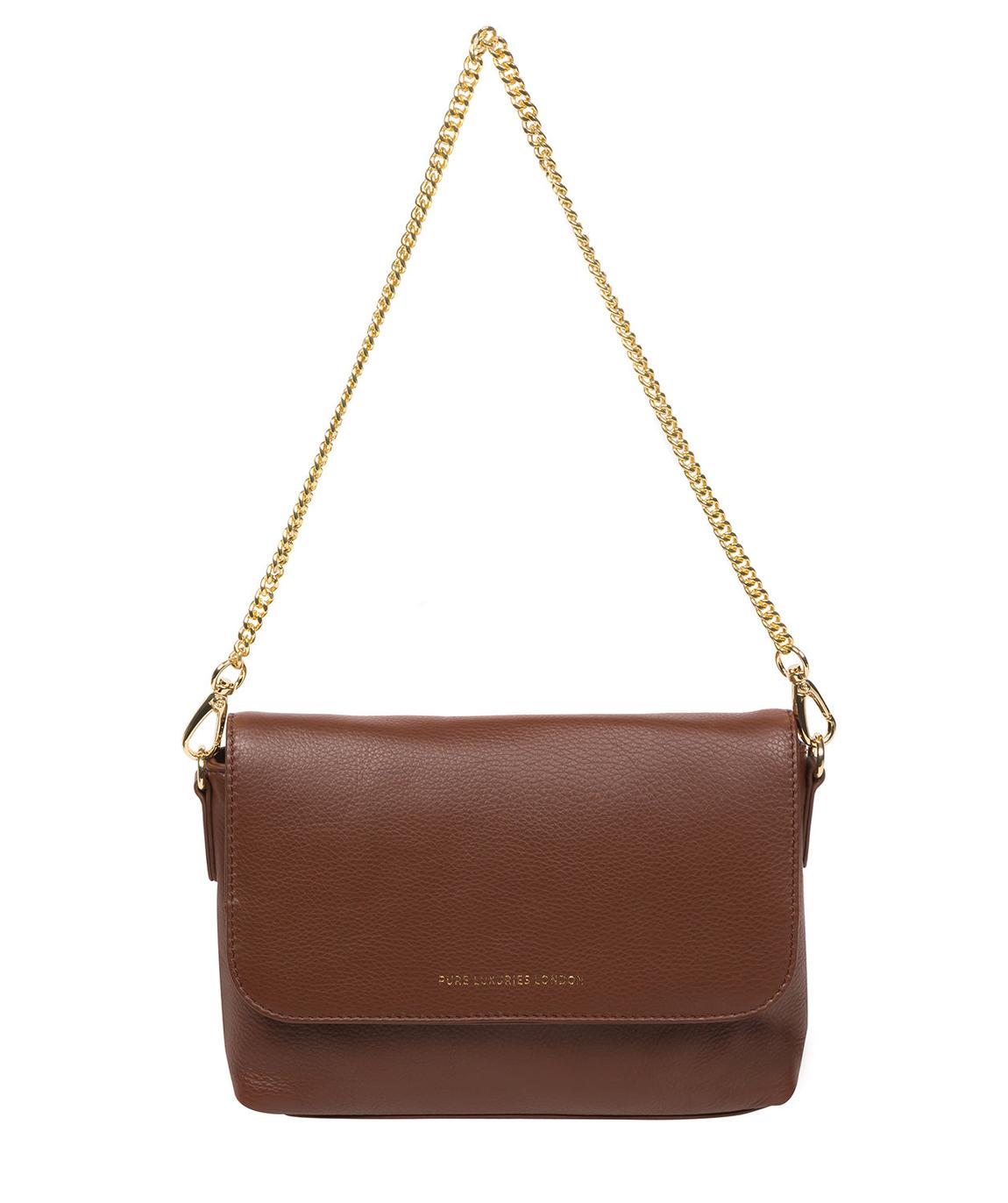 'Jazmine' Dark Tan Leather Grab Clutch Bag main product photo