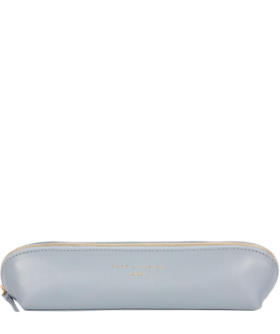 'Reeves' Cashmere Blue Leather Make-Up Brush Bag main product photo