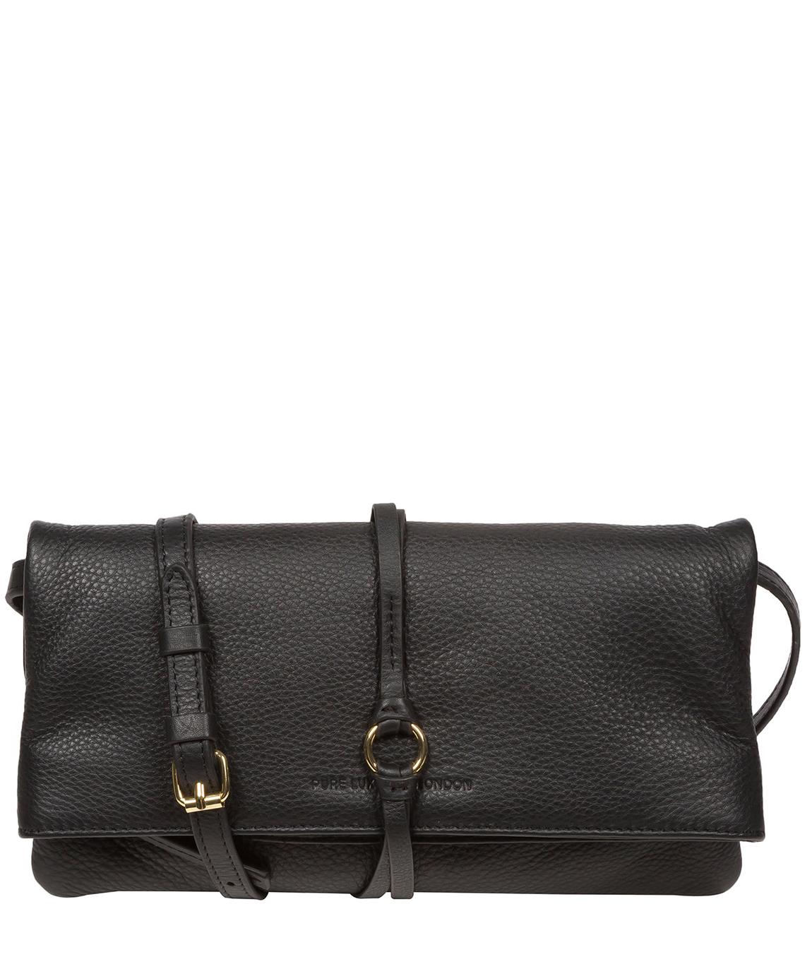 'Selene' Black Nappa Leather Cross Body Clutch Bag main product photo