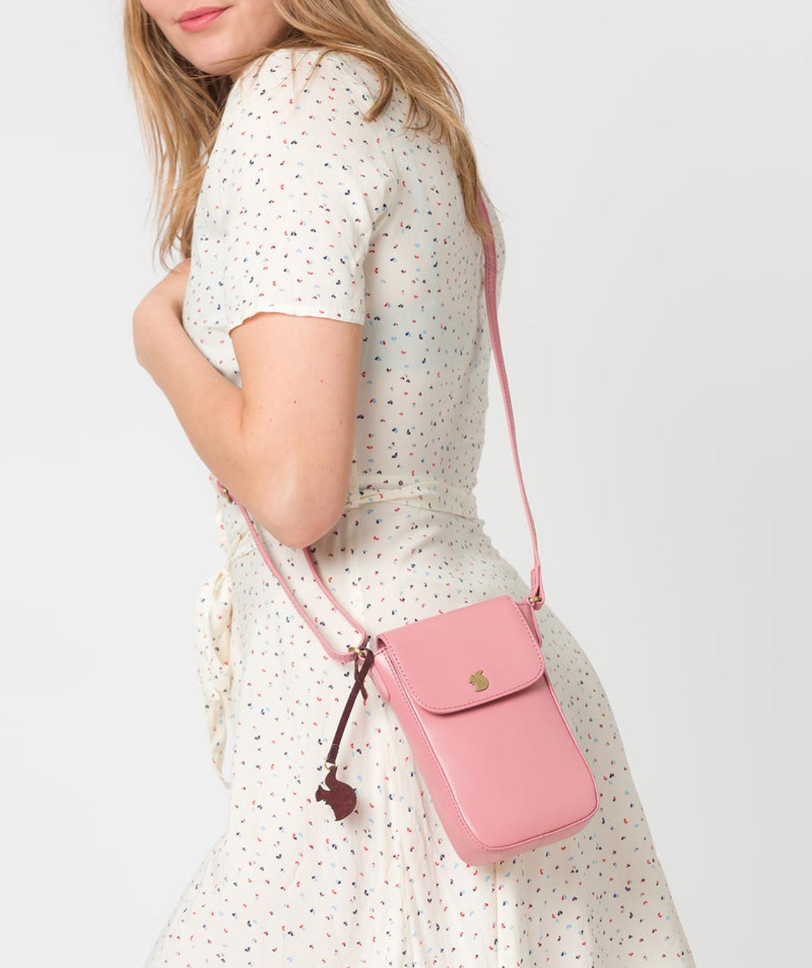 'Buzz' Blush Leather Cross Body Phone Bag main product photo