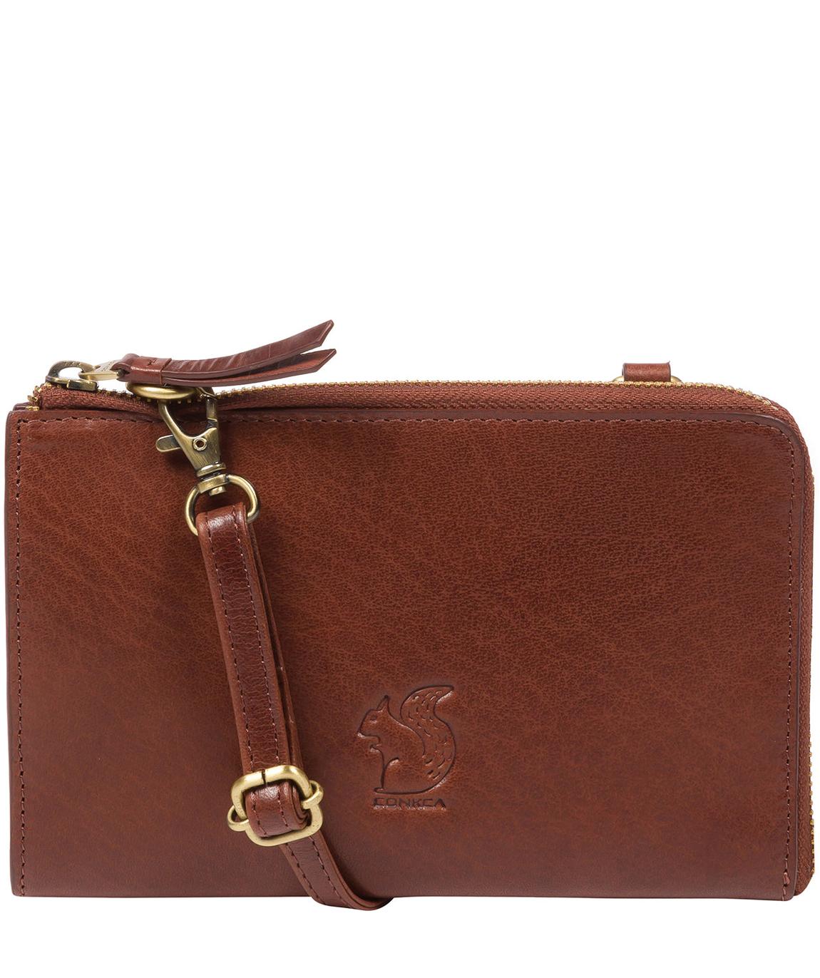 'Senga' Conker Brown Leather Cross Body Clutch Bag main product photo