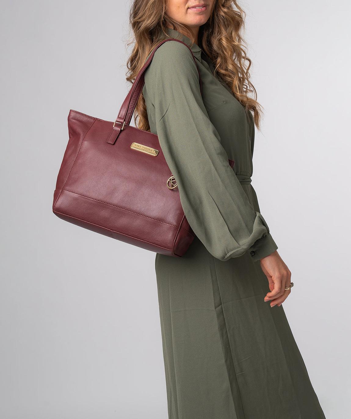'Sophie' Pomegranate Leather Tote Bag main product photo