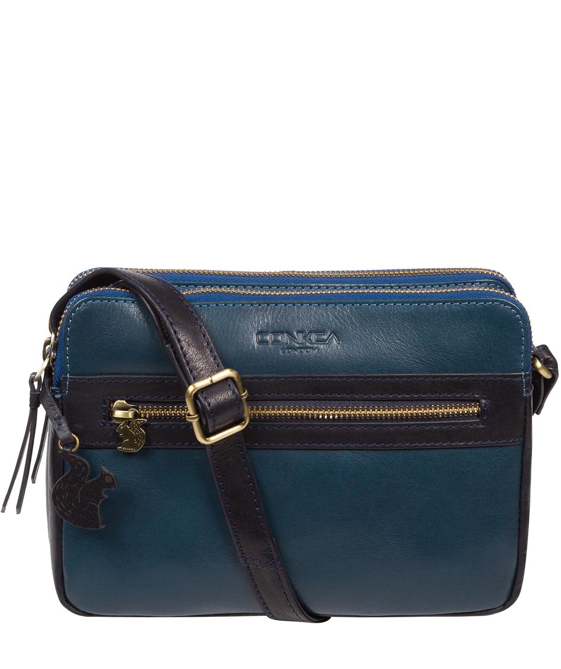 'Drew' Snorkel Blue and Navy Leather Cross Body Bag main product photo