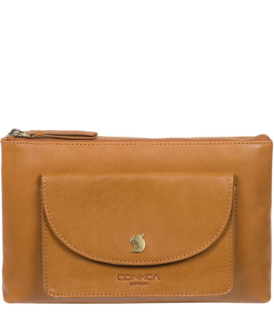 'Treasure' Dark Tan Leather Clutch Bag main product photo