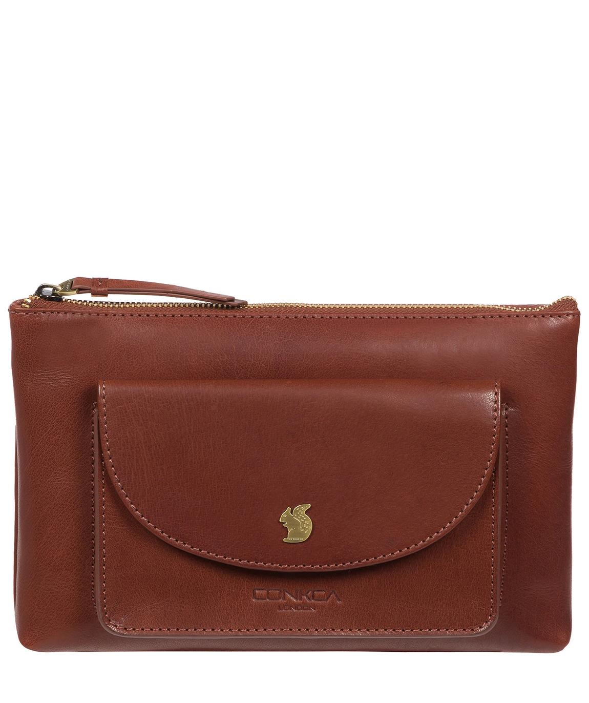 'Treasure' Conker Brown Leather Clutch Bag main product photo