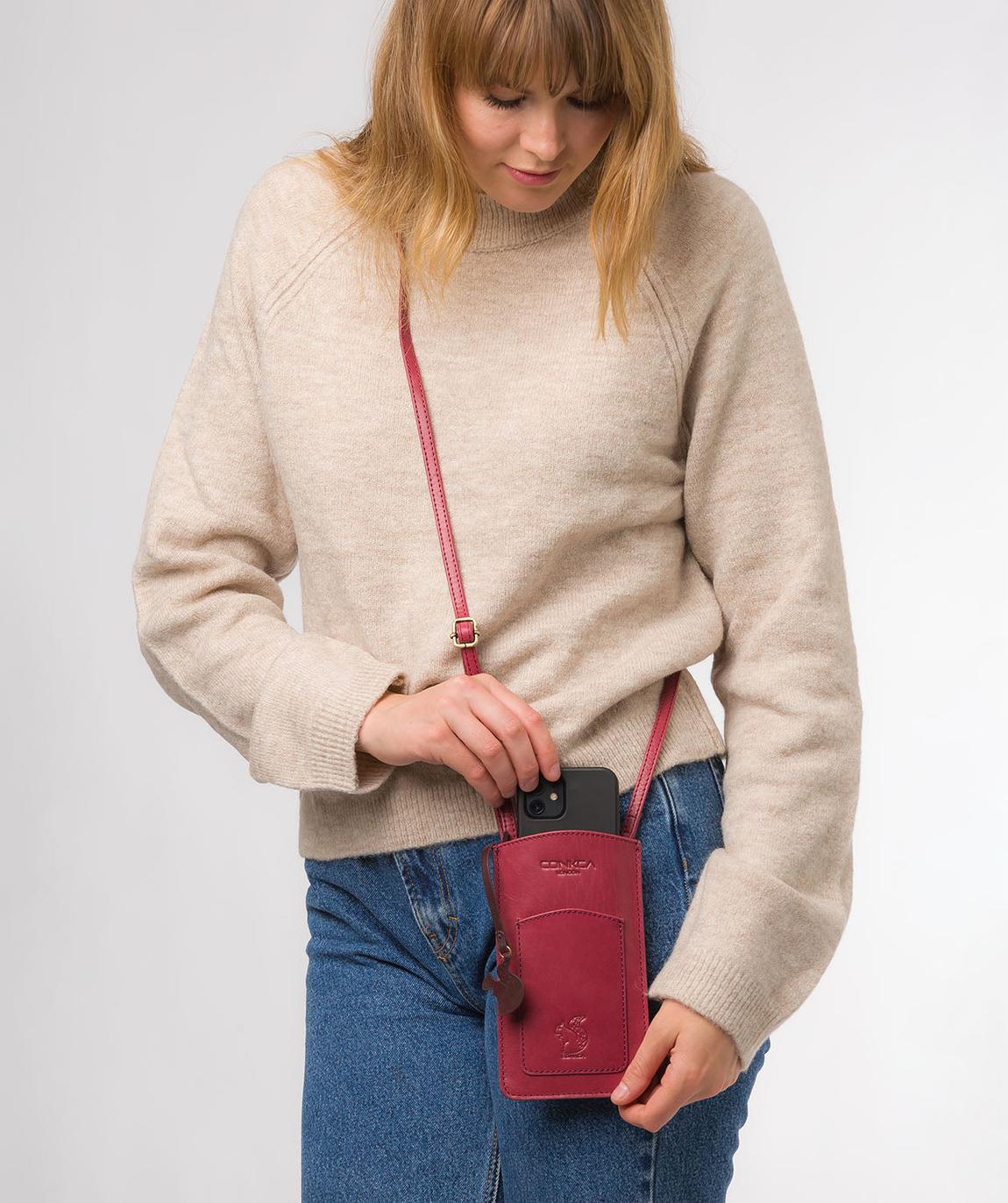 'Siren' Orchid Leather Cross Body Phone Bag main product photo