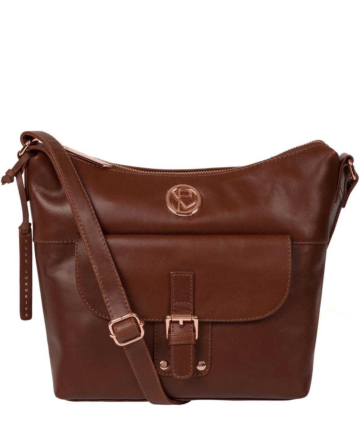 'Monamy' Cognac Leather Shoulder Bag main product photo