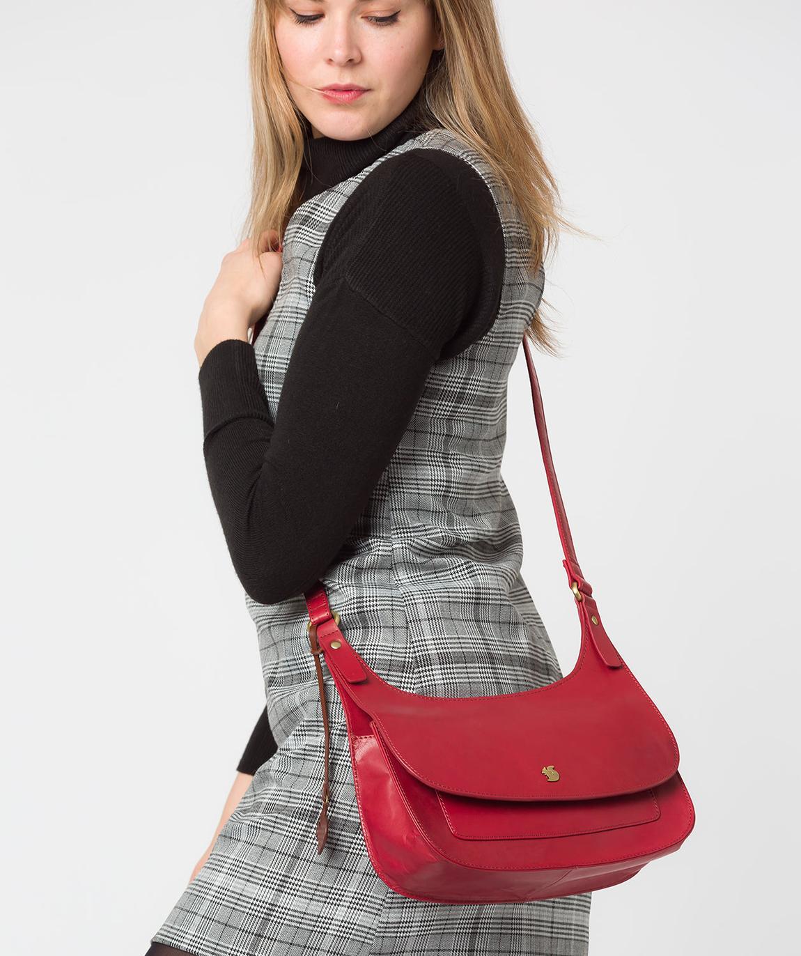 'Ellipse' Chilli Pepper Leather Cross Body Bag main product photo