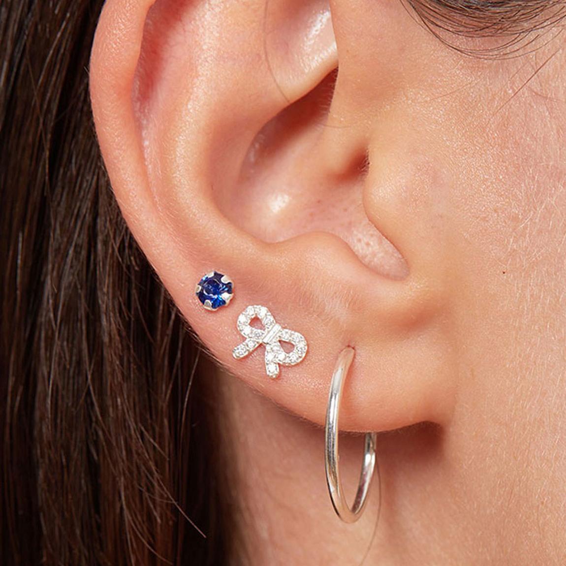 Silver Bow & Blue Gemstone Earring main product photo