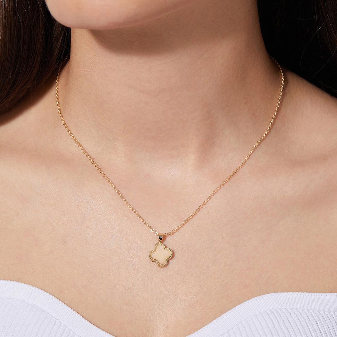 Beige & Gold Clover Metal Necklace main product photo