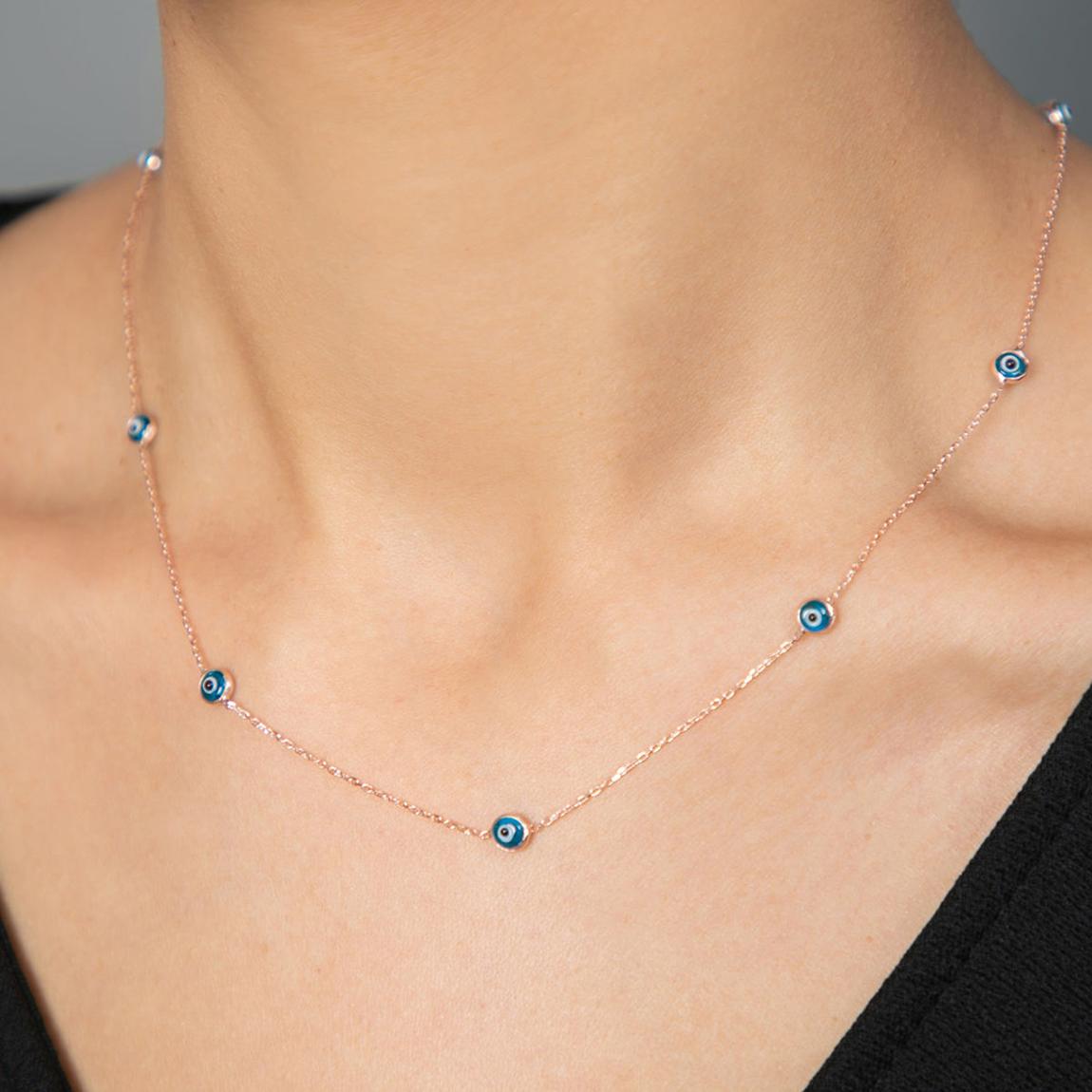 Sterling Silver Evil Eye Blue Necklace main product photo