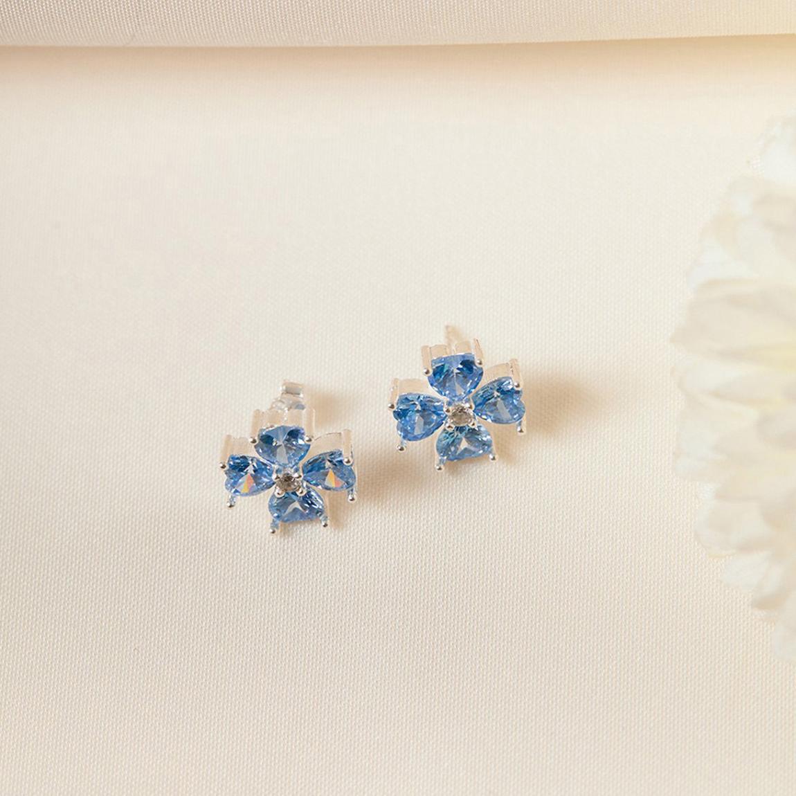 Sterling Silver Blue Gemstone Flower Earrings main product photo