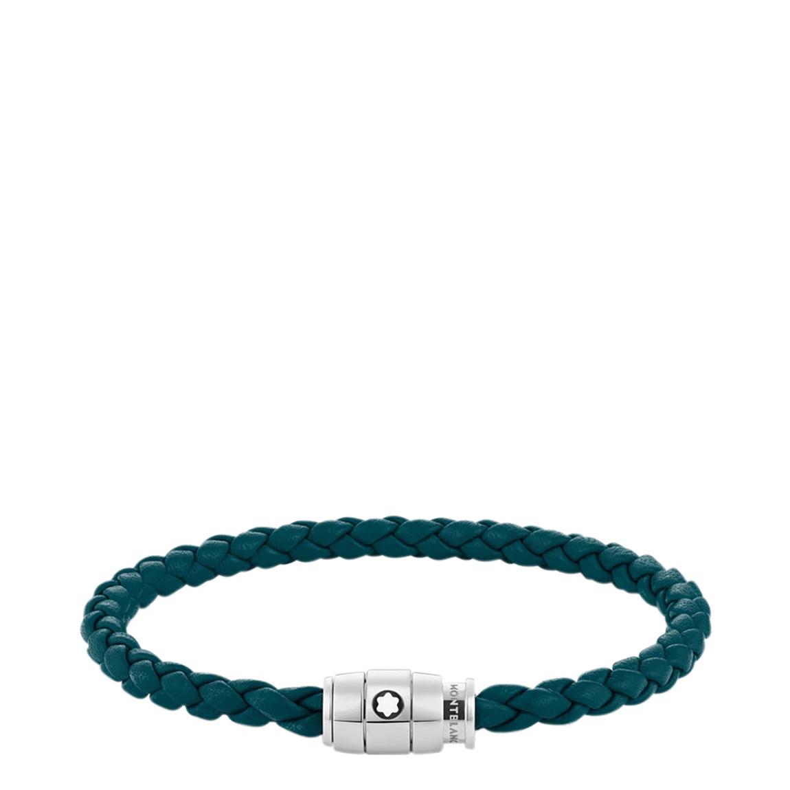 Green Leather Steel 3 Rings Closing Bracelet main product photo