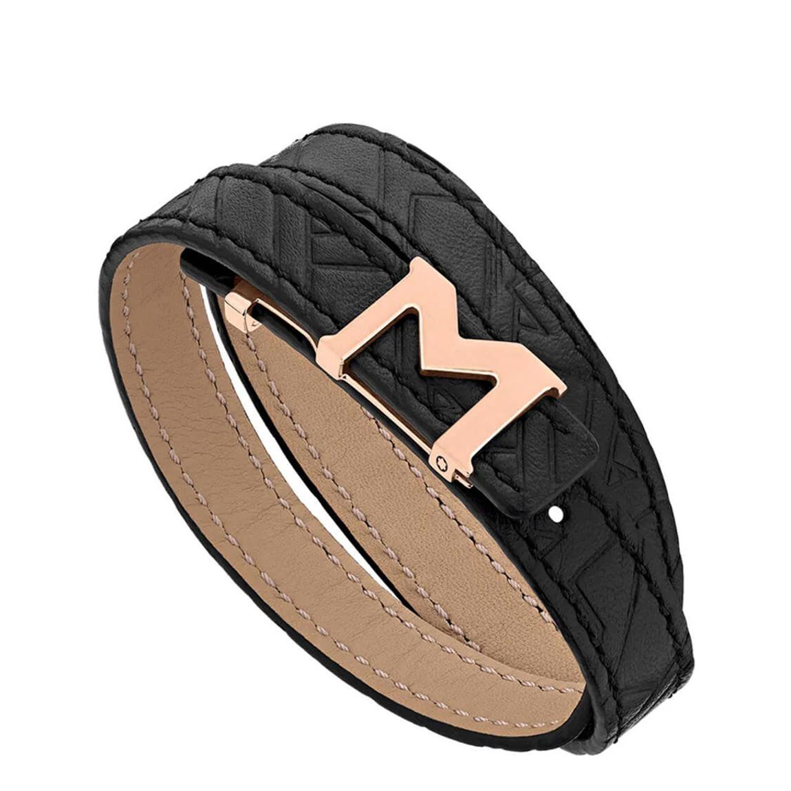 Black Leather M-Gram Rose Gold Coated Bracelet main product photo