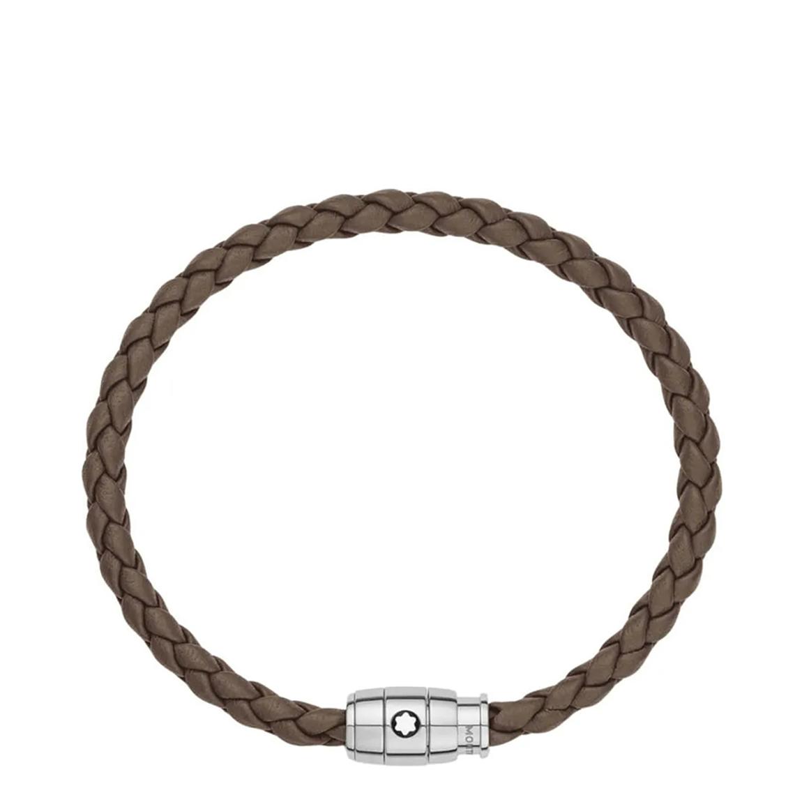 Brown Leather Steel 3 Rings Closing Bracelet main product photo