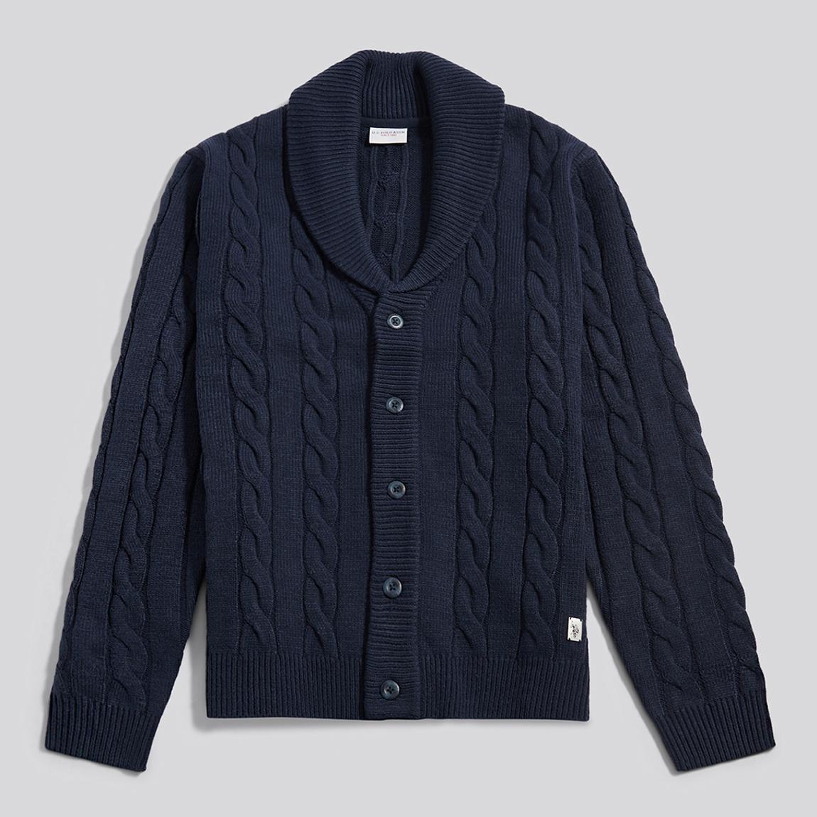 Polo Navy Shawl Collar Cable Knit Cardigan BrandAlley