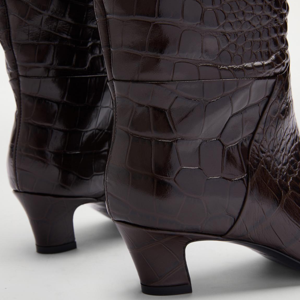 Women's Brown Slick Heeled Tall Boots main product photo