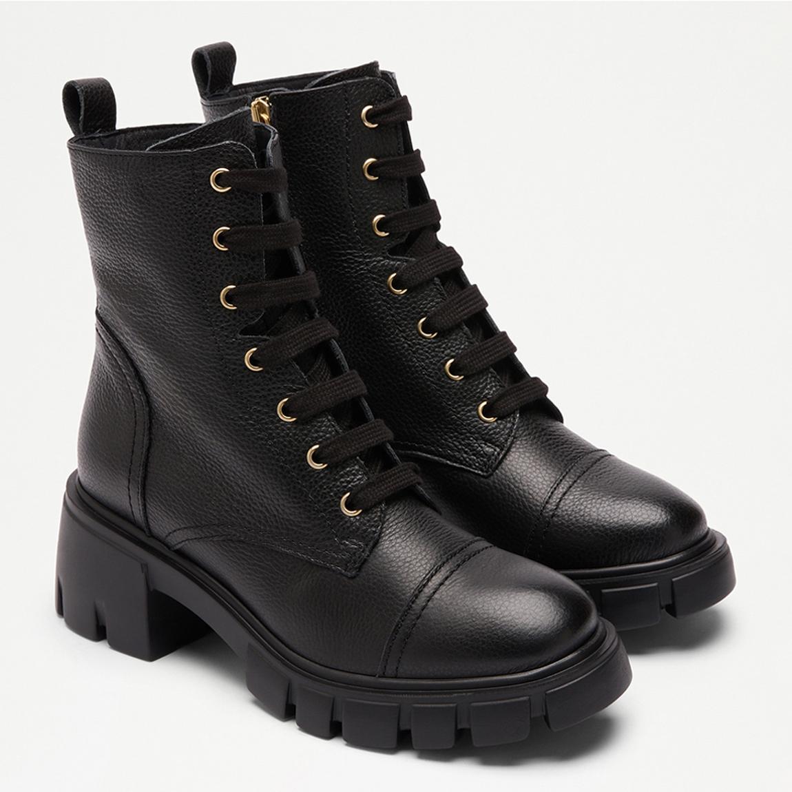Women's Black Laceabout Heeled Short Boots main product photo