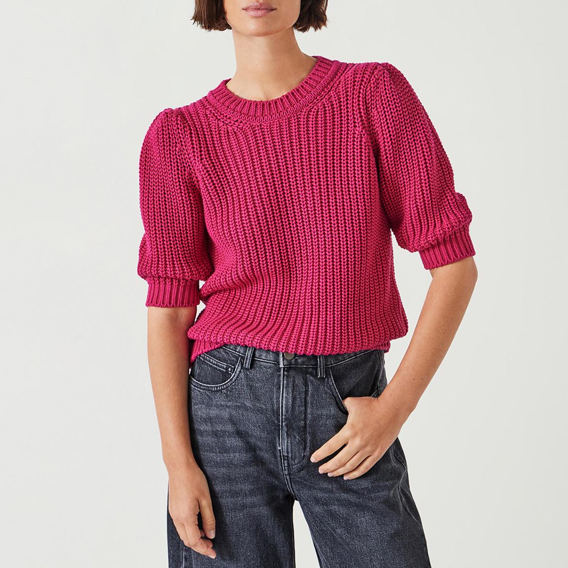 Pink Jessie Chunky Rib Cotton Top main product photo