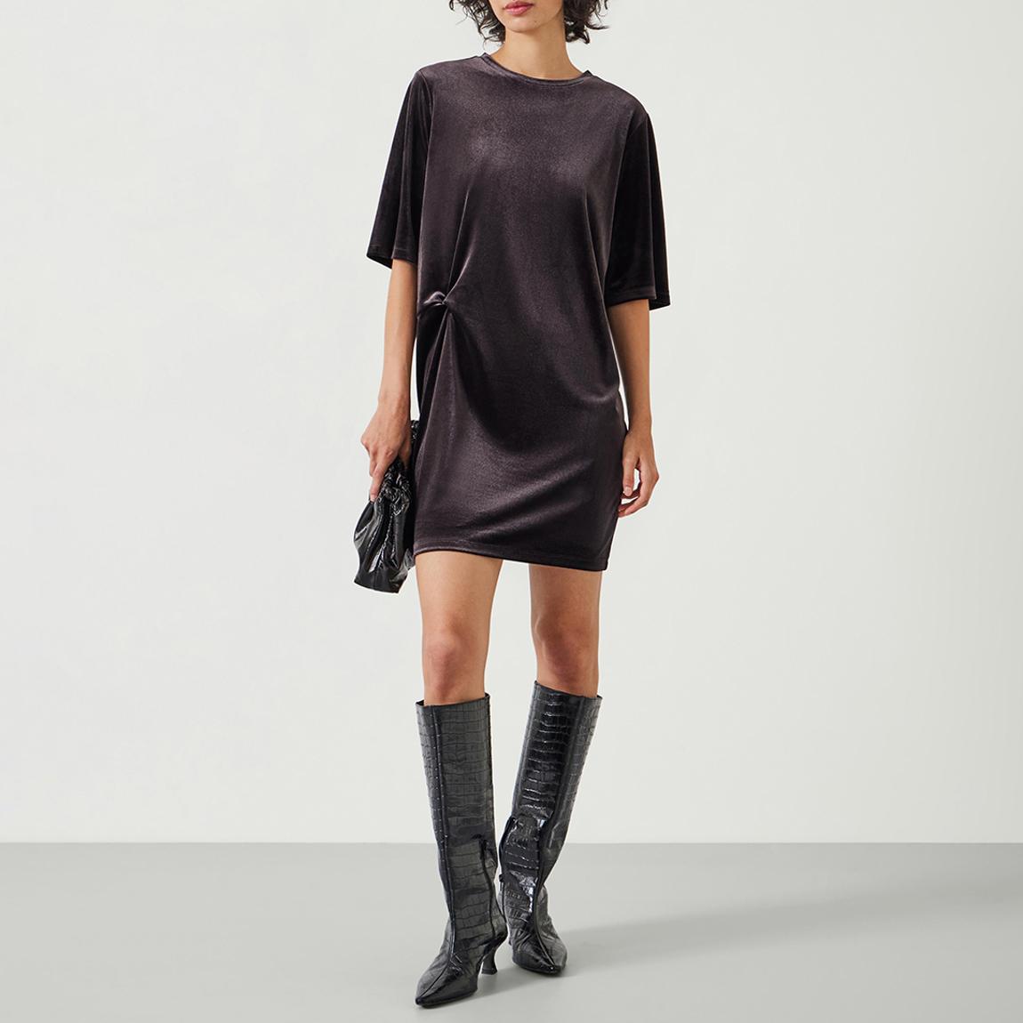 Brown Vicky Velvet Mini Dress main product photo