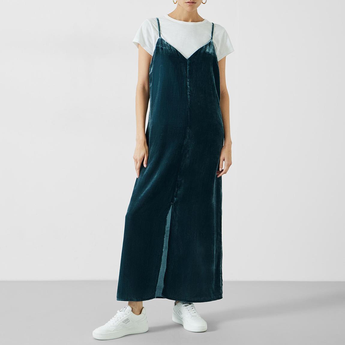 Dark Blue Leila Split Midi Dress main product photo