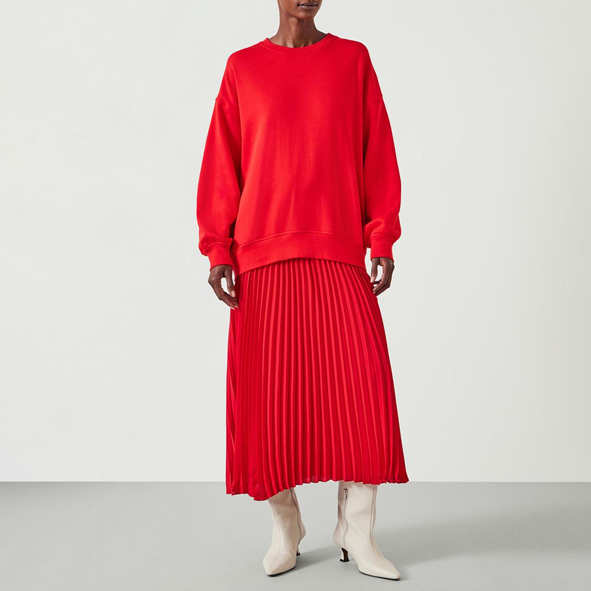 Fiery Red Gabriela Pleated Skirt Sweatshirt Cashmere Dress main product photo