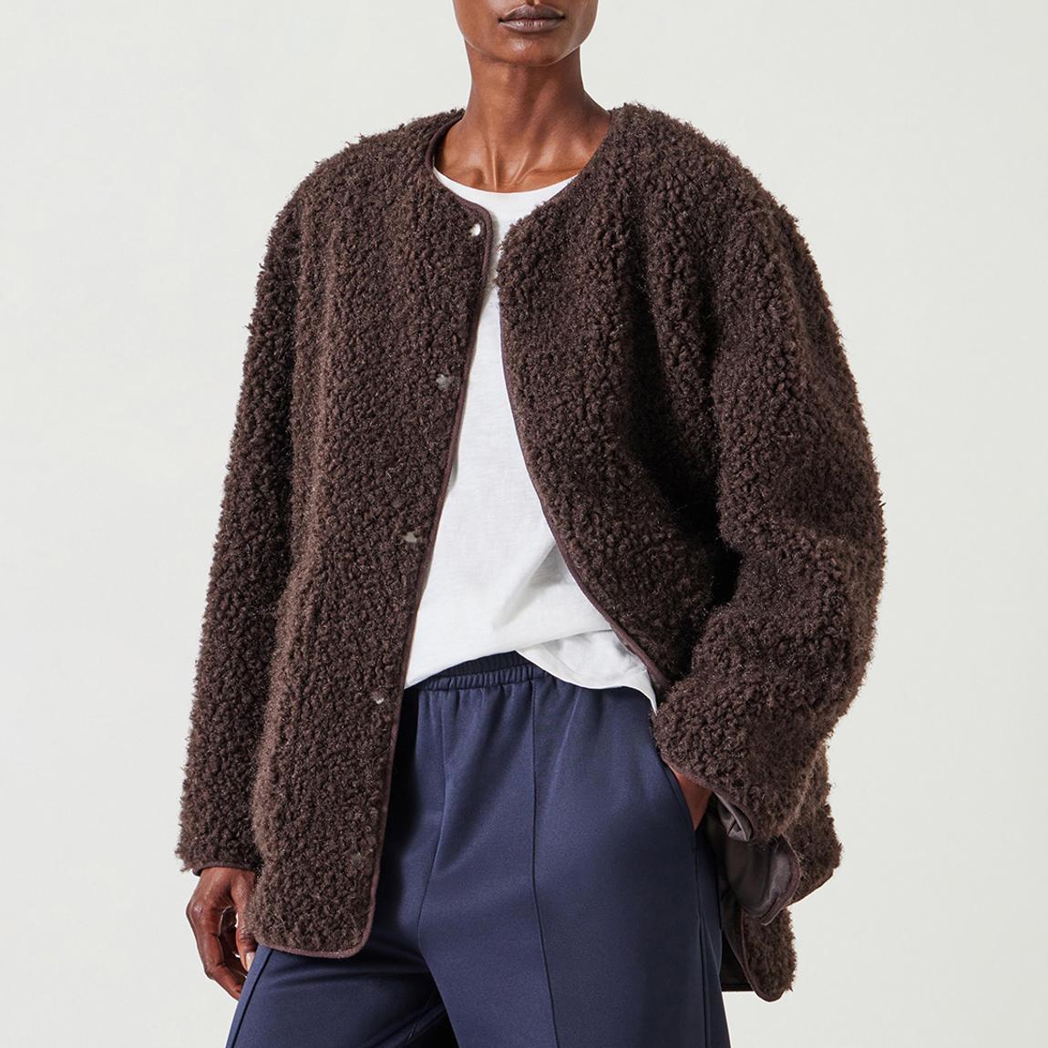 Dark Khaki Anya Faux Fur Jacket main product photo