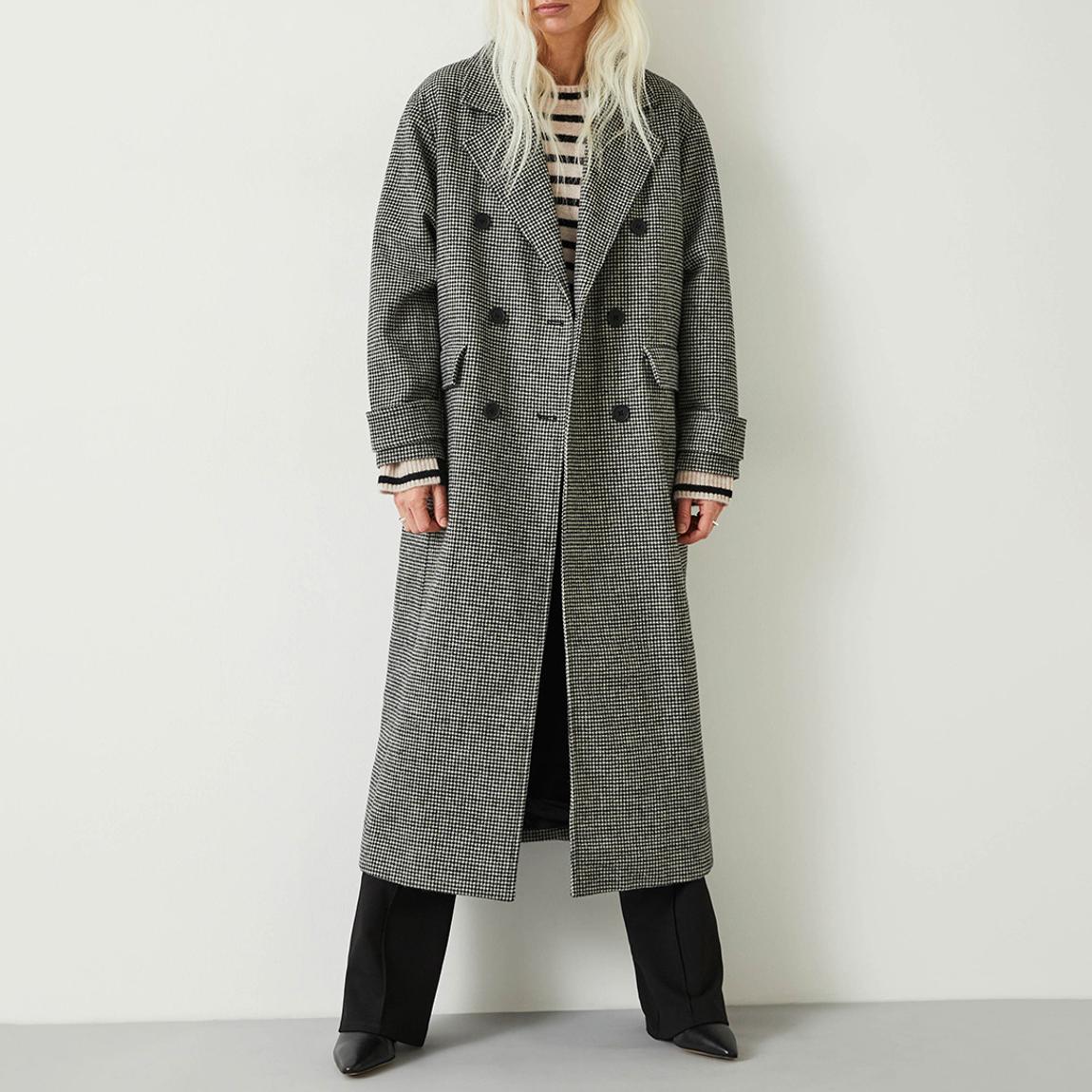 Black Rose Check Double Breasted Coat main product photo