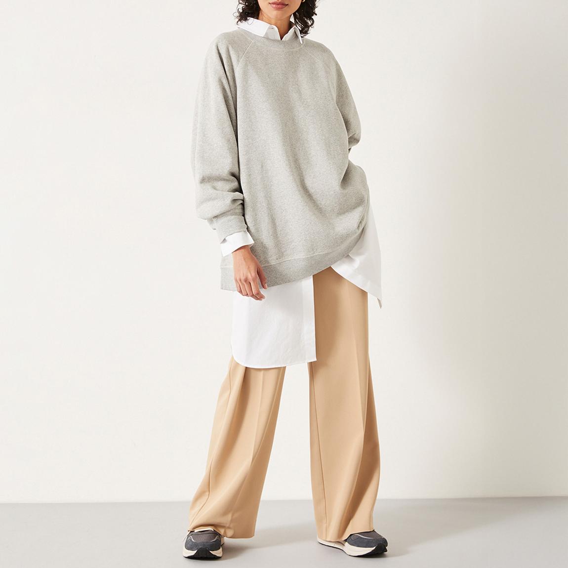 Grey Marl Megan Oversized Cotton Blend Sweatshirt main product photo