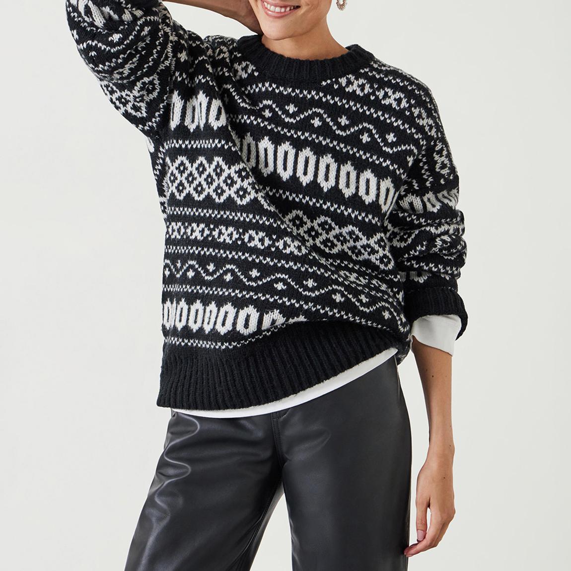 Black/ Ivory Georgie Fairisle Wool Blend Jumper main product photo