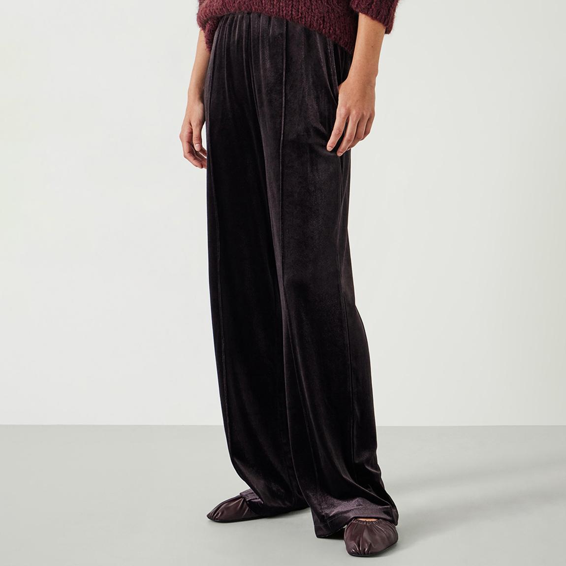 Brown Harrison Velvet Pintuck Stretch Joggers main product photo