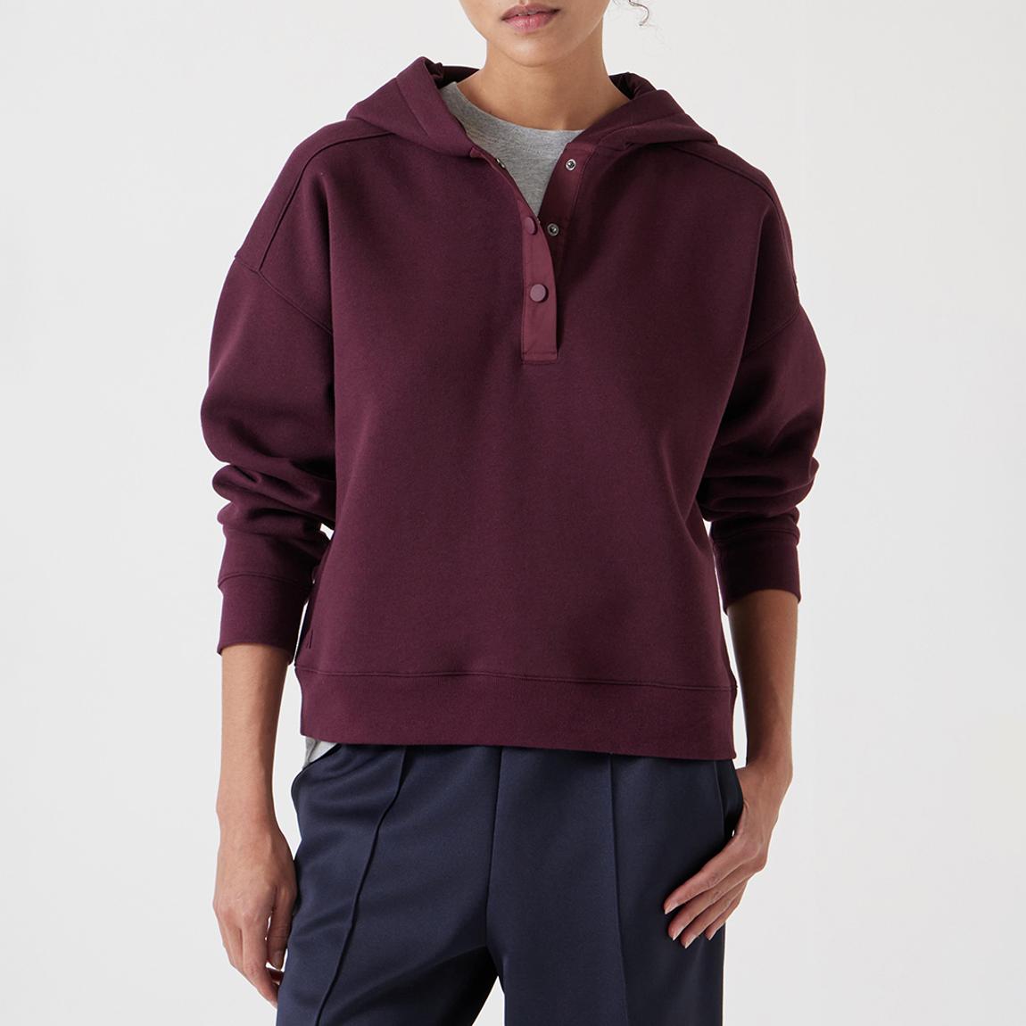 Red Thalia Popper Detail Clean Cotton Blend Hoodie main product photo