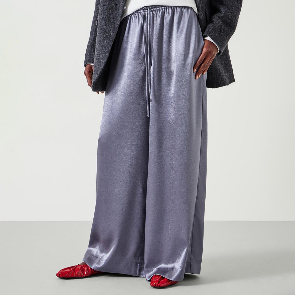 Gunmetal Aurora Satin Wide Leg Trousers main product photo