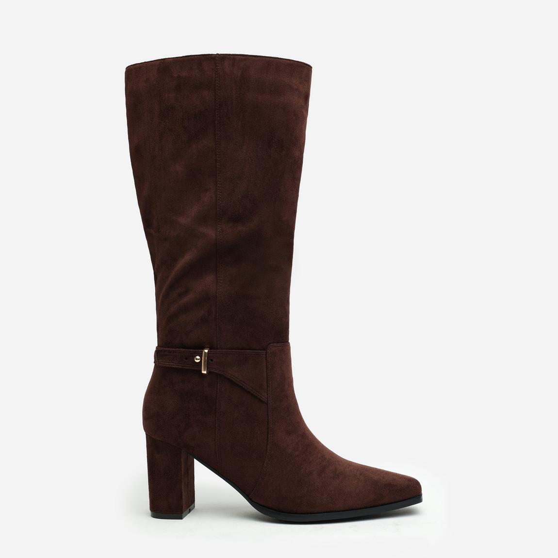 'Xenia' Knee High Heeled Boots With Side Zip main product photo