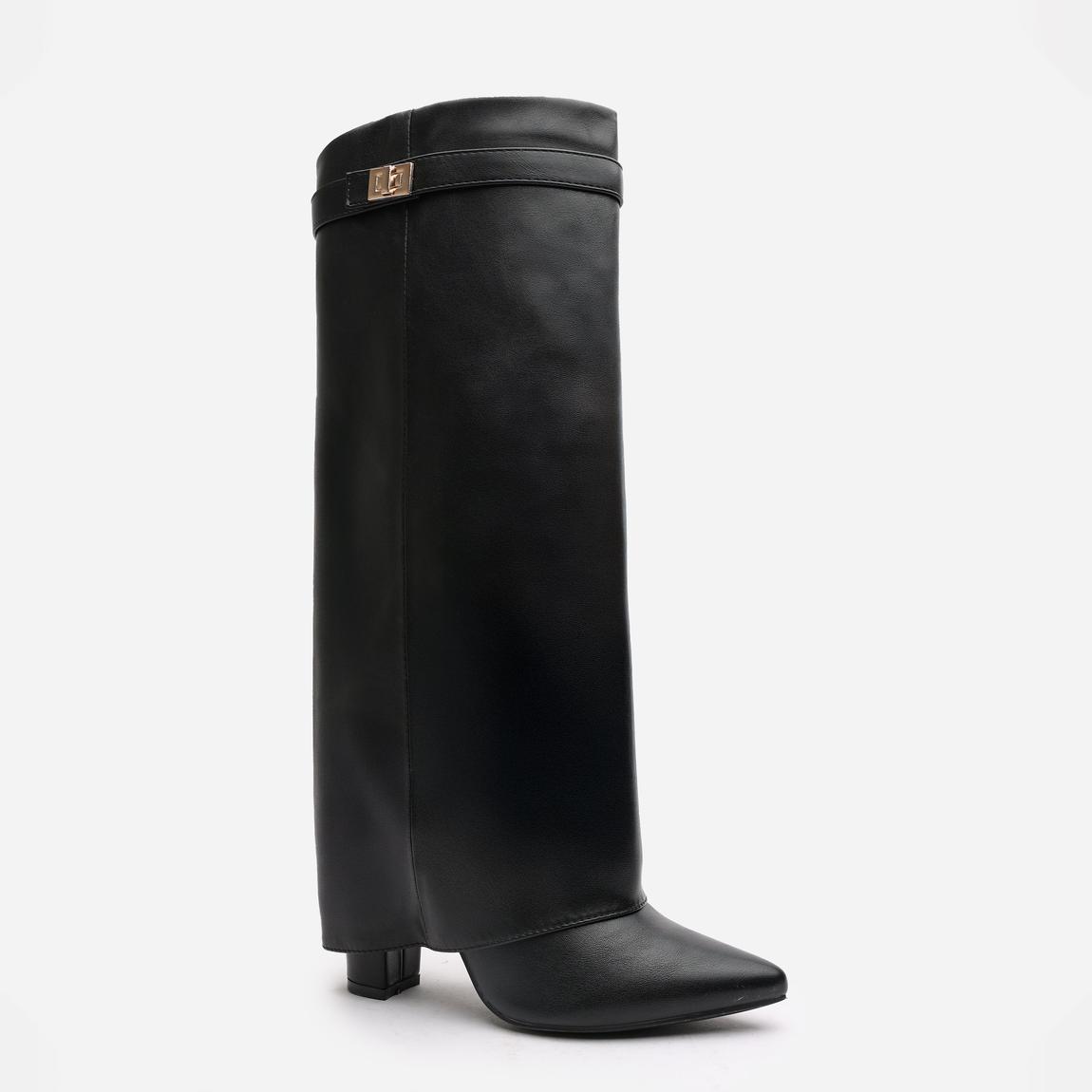 'Nova' Fold Over Shark Block Heel Point Toe Boots main product photo