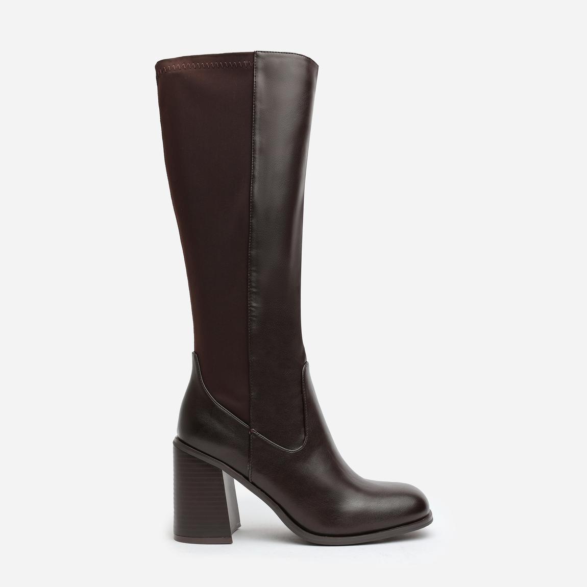 'Zhuri' Stretch Wide Calf Block Heel Knee High Boots main product photo