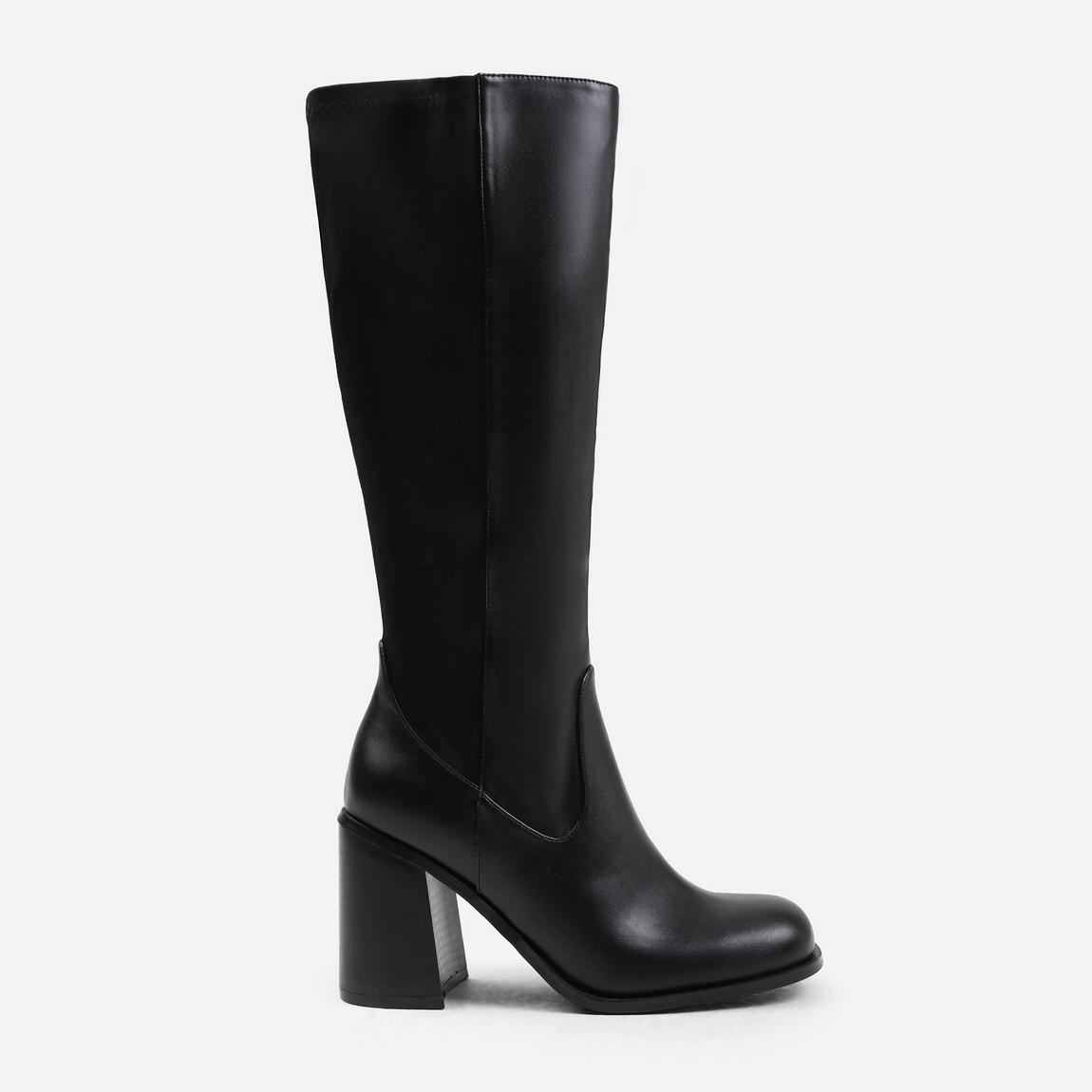 'Zhuri' Mid Block Heel Knee High Boots With Stretch And Side Zip main product photo